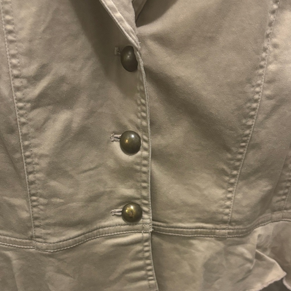 Ruby Rd. Tan Blazer with Ruffle Detail - Picture 4 of 13